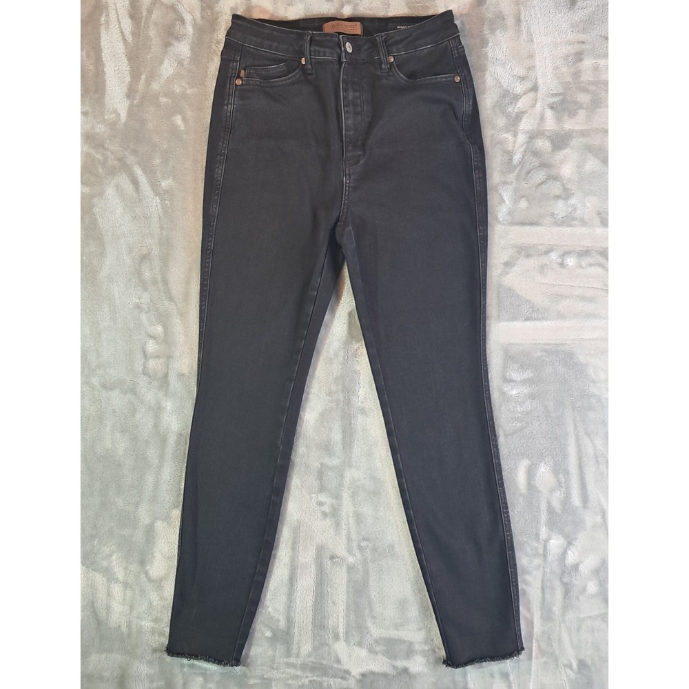 JUDY BLUE 9/29 Black High Waist Skinny Jeans Raw Hem Stretch Denim JB88865 BK
